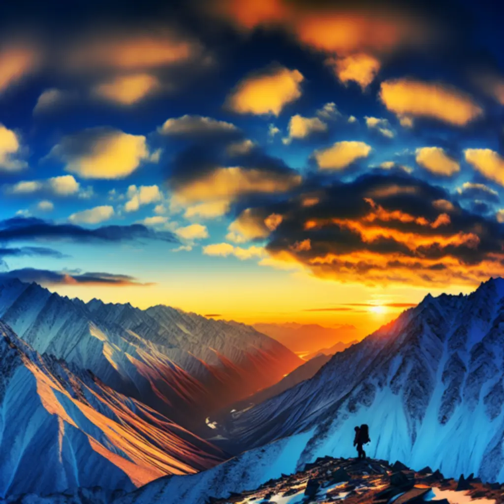 Hegyi naplemente panoráma a világ körüli kalandokhoz