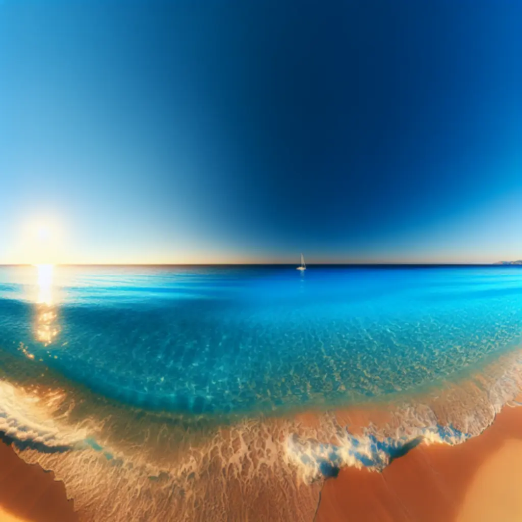 Mediterrán tengerparti panoráma naplementében